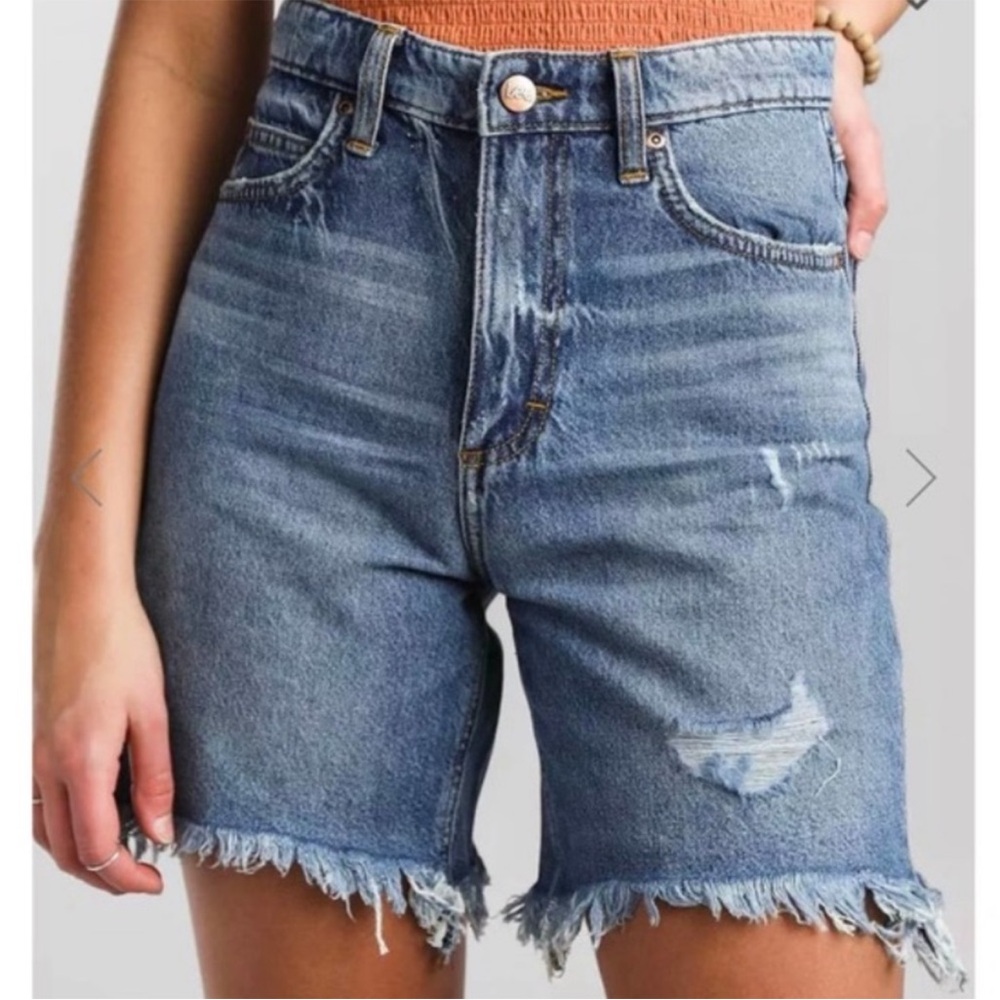 Lee Vintage Modern High Rise Dad Shorts NWT Size 24 90s Denim Jorts Distressed